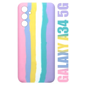 Capa Aveludada Arco Iris Candy Compativel Galaxy A34 5G A346 6.6 + Película De Ceramica 3d 9d - Cell In Power25
