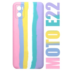Capa case Capinha Aveludada Arco Iris Candy Compatível Moto E22 XT2239 6.5 + Película De Vidro 3D - Cell In Power25