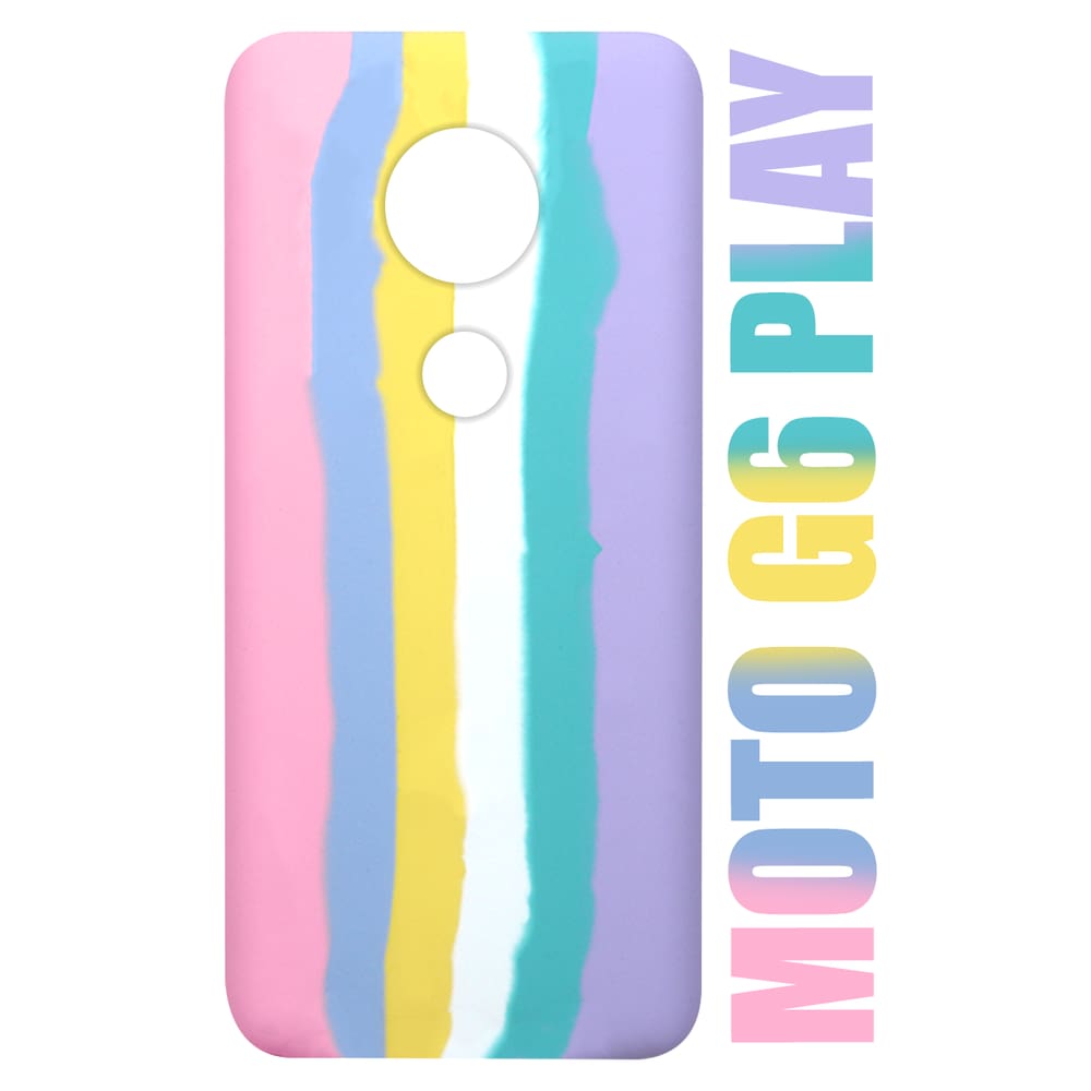 Capa case Capinha Aveludada Arco Iris Candy Compatível Moto G6 Play XT1922 5.7 + Película De Ceramica 3d 9d - Cell In P