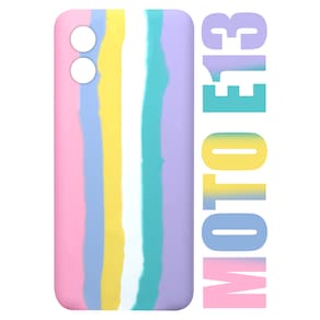 Capa Capinha case aveludada Arco Iris Candy Algodão Doce Compatível Moto E13 XT2345 6.5 - Cell In Power25