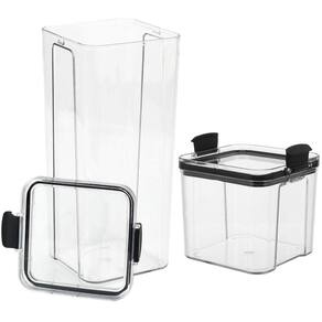 Pote Hermetico Acrilico Transparente Kit 2 Unidades Tampa Veda Trava Multiuso Cozinha Alimento Armario Organiza Empilhavel Resistente Utilidades