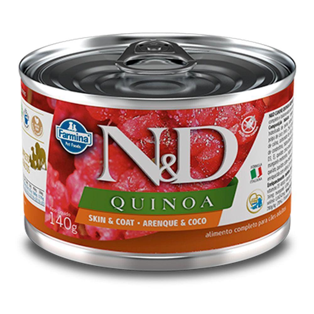Racao Umida Nd Quinoa Caes Skin E Coat Arenque - 140G