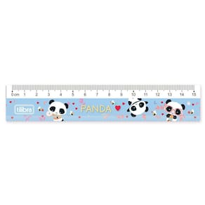 Régua 15cm Panda Decorada em Poliestireno Resistente Tilibra | Material Escolar | Papelaria Fofa Kwaii