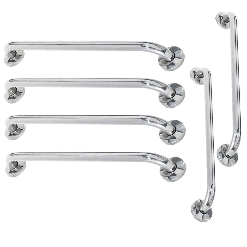 Alça de Apoio Barra Inox Kit 6 Unidades 70cm 80cm Suporte Gestante Deficiente Acessibilidade Banheiro Resistente Box Corrimao Segurança