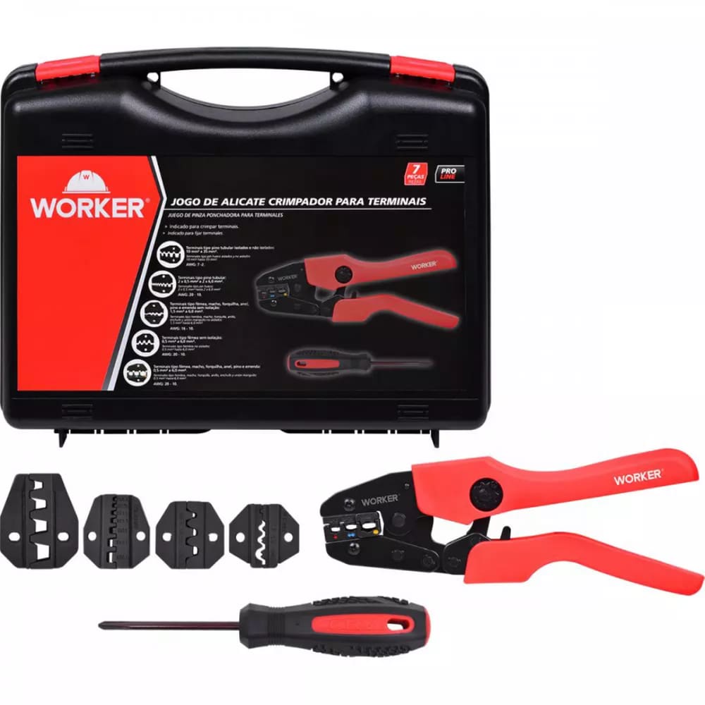 Alicate para Crimpar Terminais 7 Peças