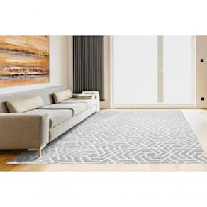 Tapete Turco Sala Istambul 05 - 100 X 140cm Bege E Cinza