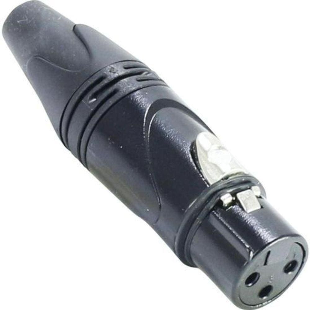 Conector Xlr F  3 Polos Datalink Preto - Pct / 10