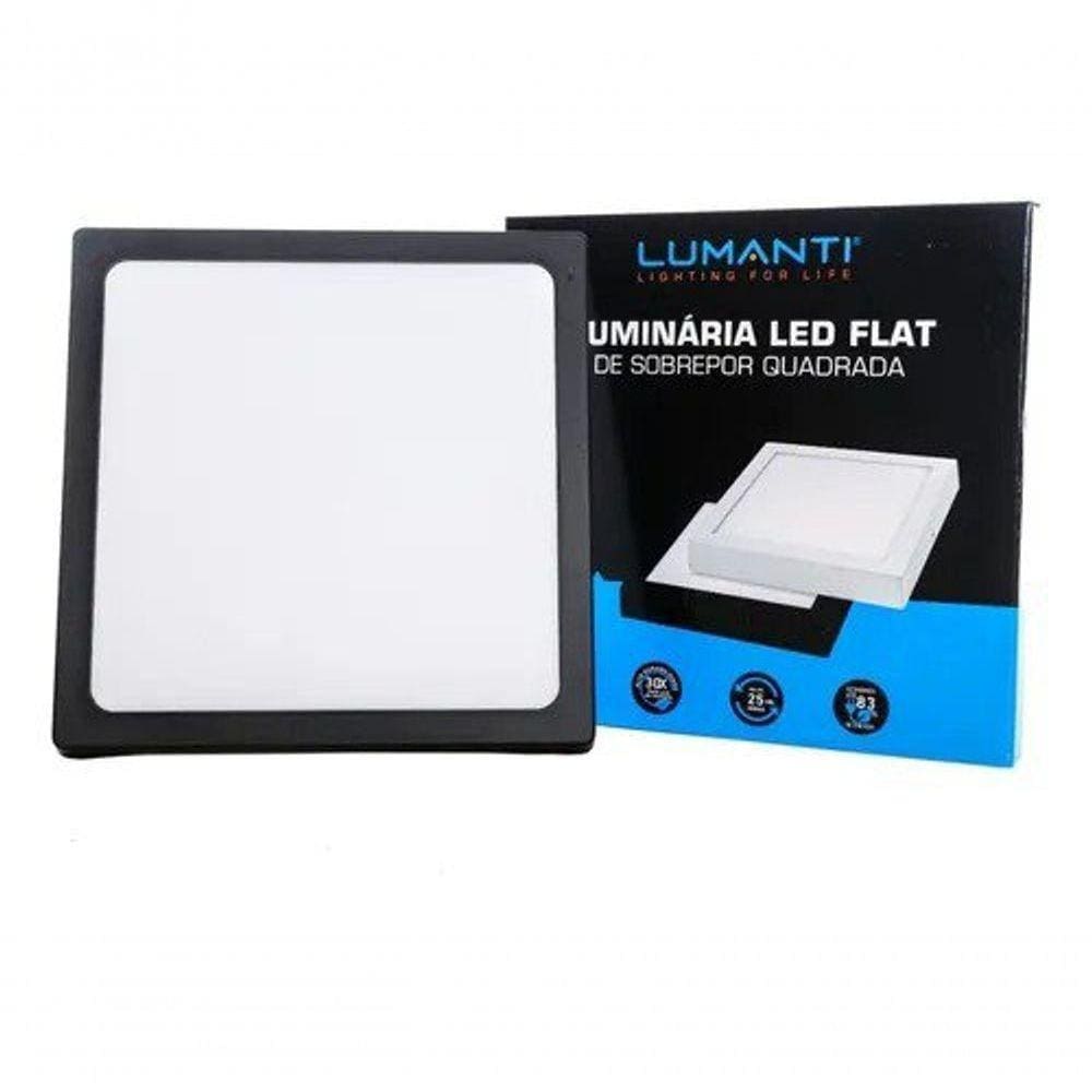 Painel Flat Led 24w Sobrepor Preto Branco 6500k