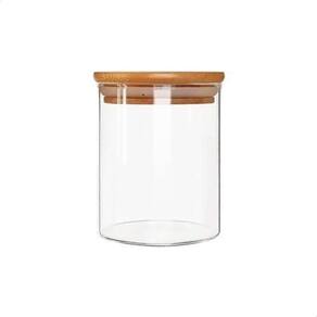 Kit 6 Pcs Pote De Vidro Com Tampa De Bambu Hermético 200Ml