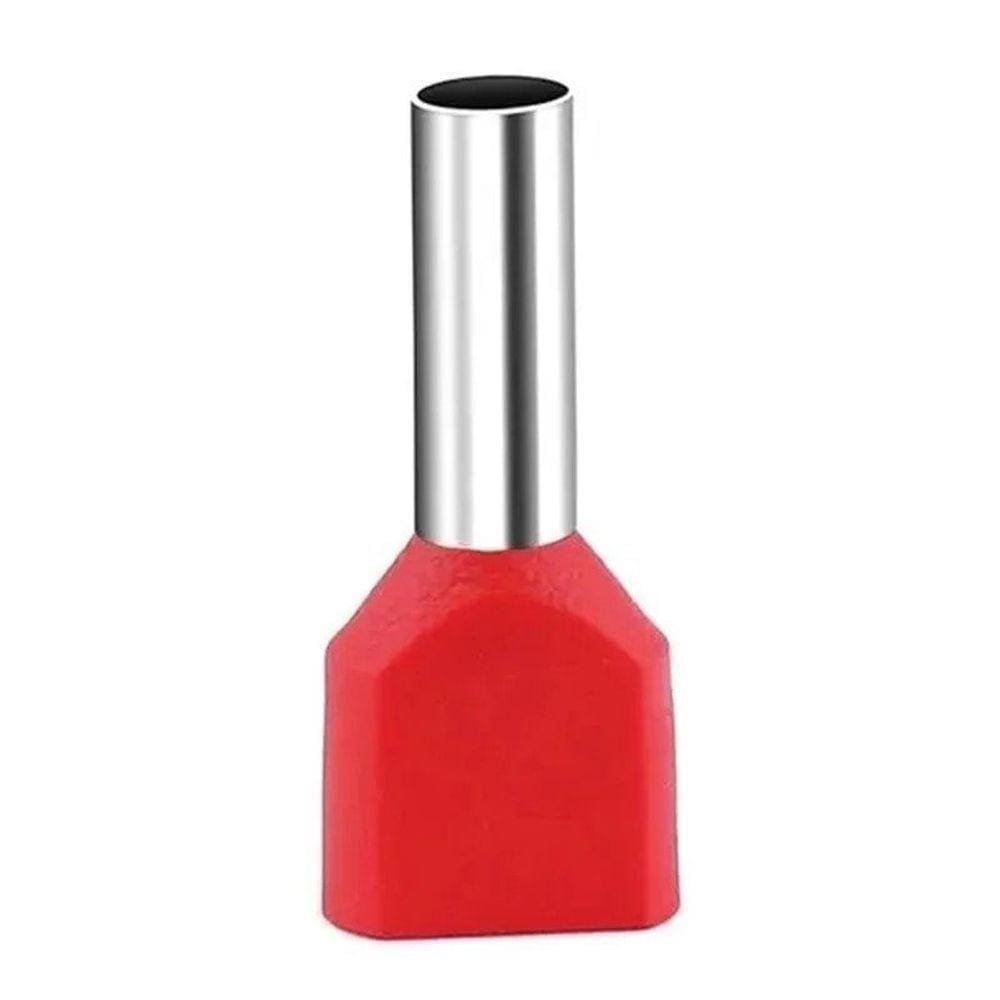 Terminal Pré-isolado Pino Tubular Duplo 10,0mm² - Vermelho - 50 Unidades