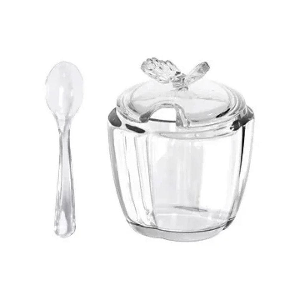 Açucareiro Vidro com Colher Borboletas Butterfly - Wolff
