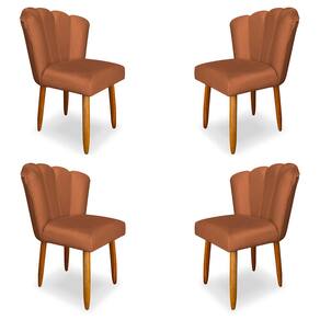 Kit 4 Cadeiras de Jantar Pétala Estofada Pés Palito Veludo Terracota - Montanaris Decor