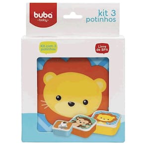 Kit 3 Potinhos Animais Buba 11383 Pote Com Tampa 3 unidades