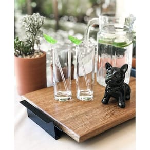 Bandeja Decorativa em Madeira Linha Nexo Cor Preta 50x30cm