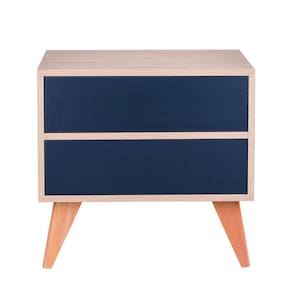 Sapateira com Portas Vicenza Carvalho e Azul Marinho 60 x 40cm