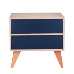 Sapateira Retrô com Portas Vicenza Carvalho e Azul Marinho 60 x 40cm