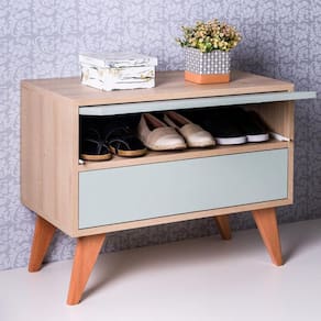 Sapateira com Portas Vicenza Carvalho e Verde Menta 60 x 40cm