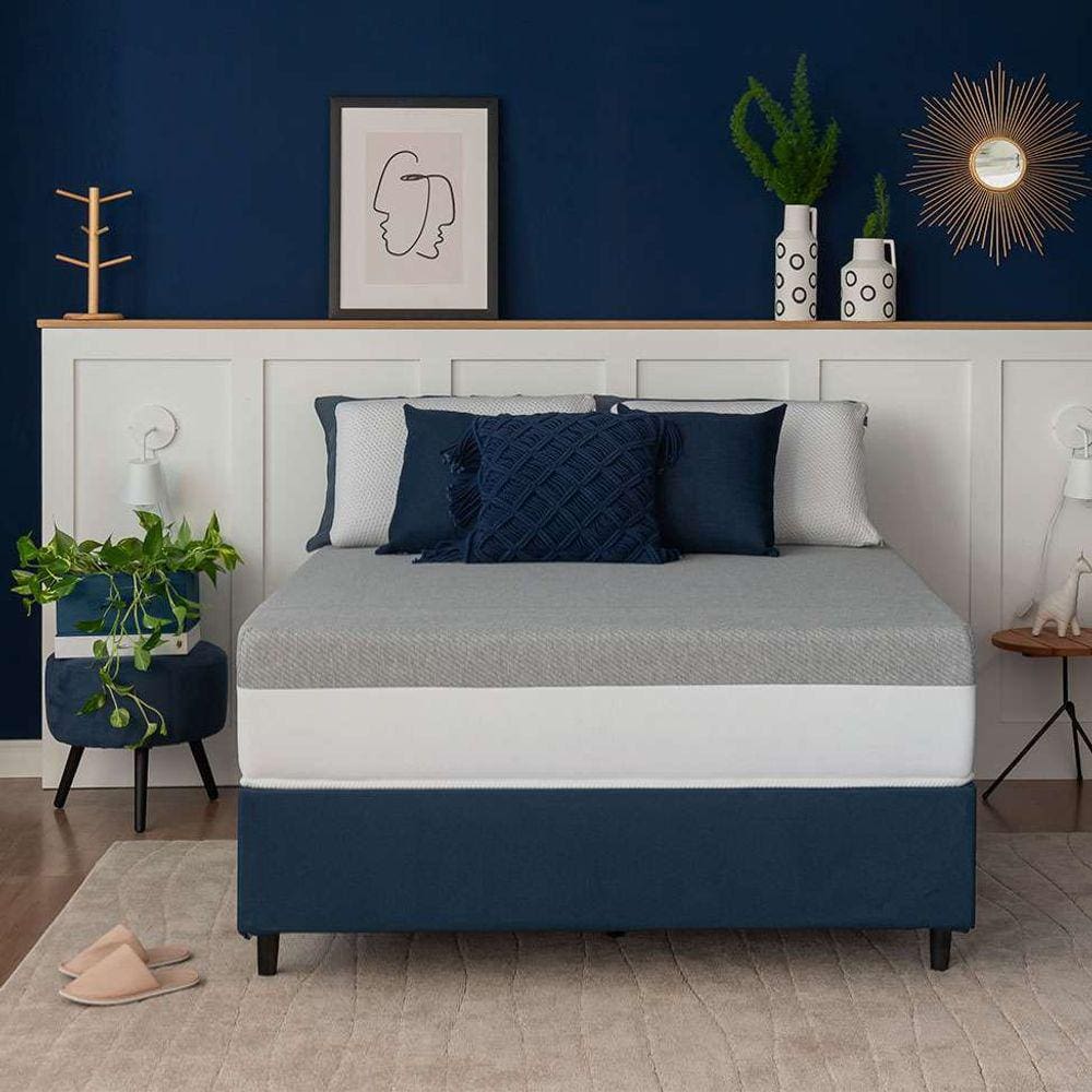 base para cama box king guldi com guarda objetos azul