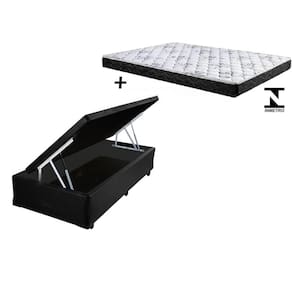 Cama Box Baú Solteiro Resistence Suede Preto + Colchão Solteiro Resistence Espuma D23 Com EPS 17x88x188