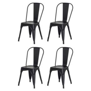 Kit com 4 Cadeira Tolix Iron Aço Carbono Industrial - Preto