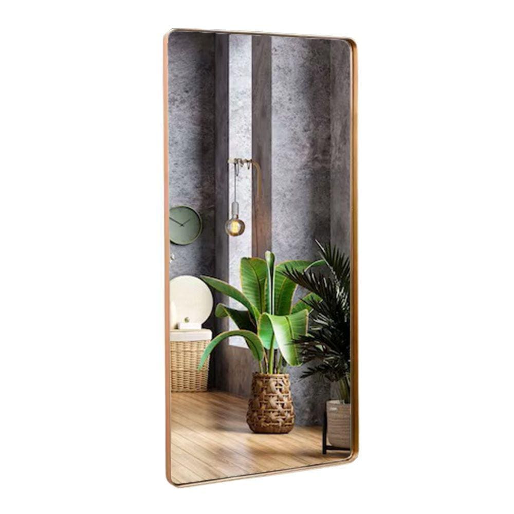 Espelho Luxo Retangular Retrô Corpo Inteiro 150X60cm Banheiro Sala Quarto Hall Moldura Bronze