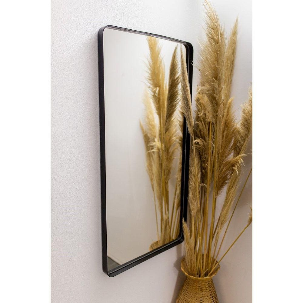 Espelho Luxo Retangular Retrô 90X60cm Banheiro Sala Quarto Hall Moldura Preto