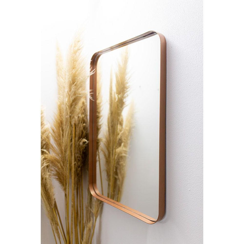 Espelho Luxo Quadrado Retrô 60X60cm Banheiro Sala Quarto Hall Moldura Bronze