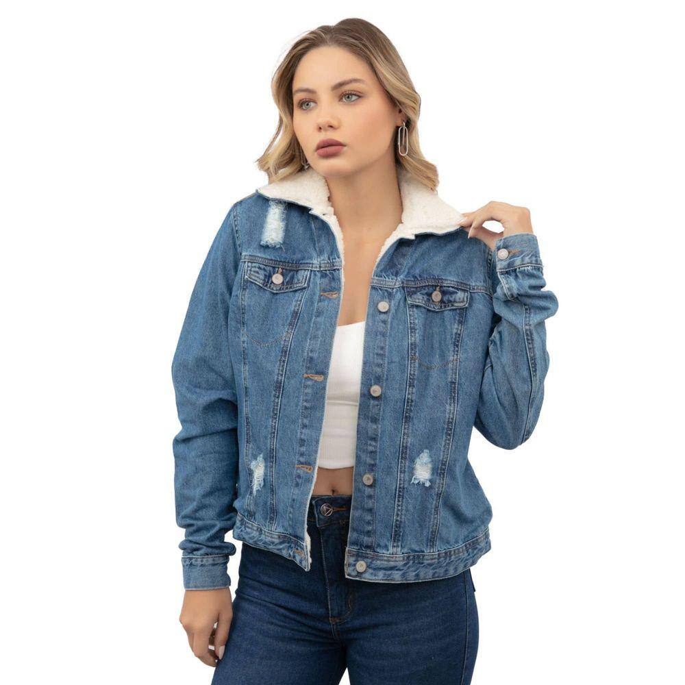 Jaqueta jeans com hot sale pelo mercado livre