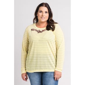 Blusa Manga Longa Feminina Malha Bionda Aplique - Serena