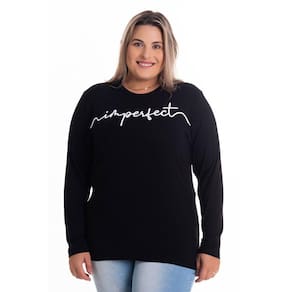Blusa Feminina Manga Longa em Malha Visco Estampada "Imperfect" - Serena