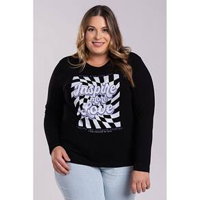 Blusa Feminina Manga Longa Plus Size Visco Estampada "Inspire More Love" - Serena