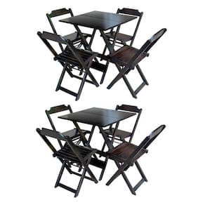Kit 2 Jogos De Mesa Com 4 Cadeiras De Madeira Dobravel 60X60 - Tabaco - Marrom