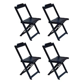 Kit 4 Cadeiras De Madeira Dobravel Preto - Preto
