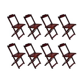 Kit 8 Cadeiras De Madeira Dobravel Imbuia - Marrom
