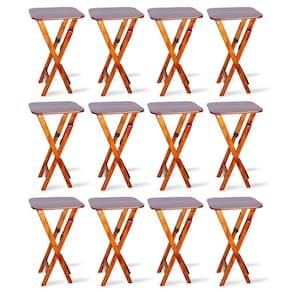 Kit 12 Mesas Bistrô Dobrável Madeira Padrão Imbuia - Cor: Marrom