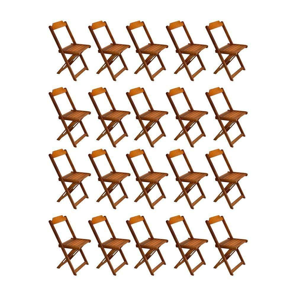 Kit 20 Cadeiras De Madeira Dobravel Mel