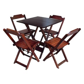 Jogo De Mesa Com 4 Cadeiras De Madeira Dobravel 70X70 - Imbuia - Marrom