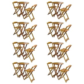 Kit 8 Jogos De Mesa Bistrô De Madeira Com 2 Cadeiras Dobravel Mel - Amarelo