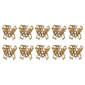 Kit 10 Jogos De Mesa Bistrô De Madeira Com 4 Cadeiras Dobravel Mel - Amarelo