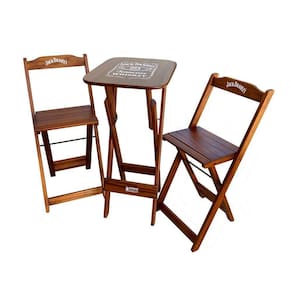 Conjunto Mesa Bistrô Com 2 Banquetas Dobráveis De Madeira Personalizada Jack - Imbuia Marrom