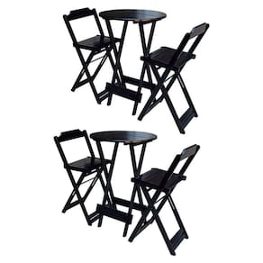 Kit 2 Jogos De Mesa Bistrô De Madeira Com 2 Cadeiras Dobravel Tabaco - Marrom