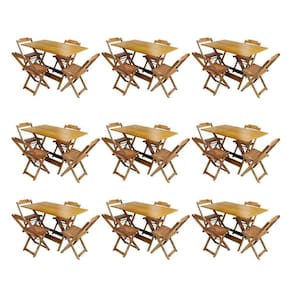 Kit 9 Jogos De Mesa Dobravel Com 4 Cadeiras De Madeira 120X70 Para Restaurante E Bar - Mel