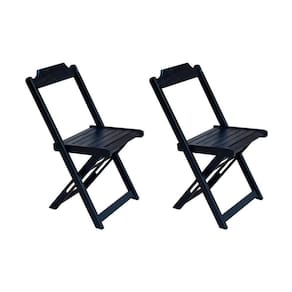 Kit 2 Cadeiras De Madeira Dobravel Preto - Preto