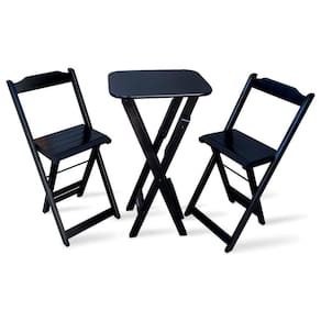 Conjunto De Mesa Bistro Dobravel Com 2 Banquetas Para Bar E Restaurante - Preto