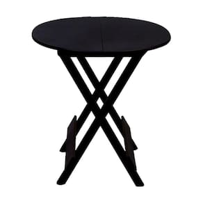 Mesa Redonda Dobrável Em Madeira Maciça 70X70 Preto Ideal Para Bares E Restaurantes