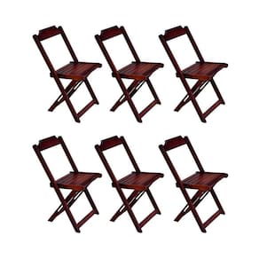 Kit 6 Cadeiras De Madeira Dobravel Imbuia - Marrom