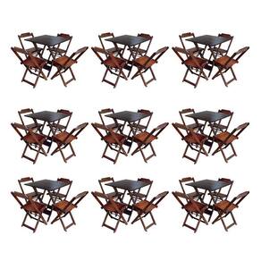 Kit 9 Conjuntos De Mesa Dobravel Com 4 Cadeiras De Madeira 70X70 Para Restaurante E Bar - Imbuia