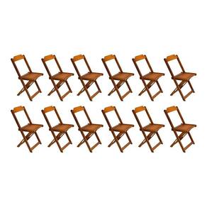 Kit 12 Cadeiras De Madeira Dobravel Mel - Amarelo