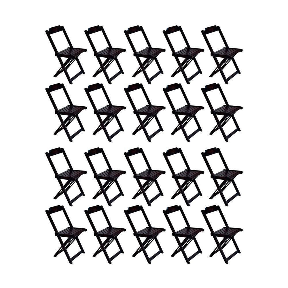 Kit 20 Cadeiras De Madeira Dobravel Tabaco - Marrom