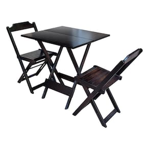 Conjunto De Mesa Dobravel Com 2 Cadeiras De Madeira 70X70 Pratica - Tabaco - Marrom
